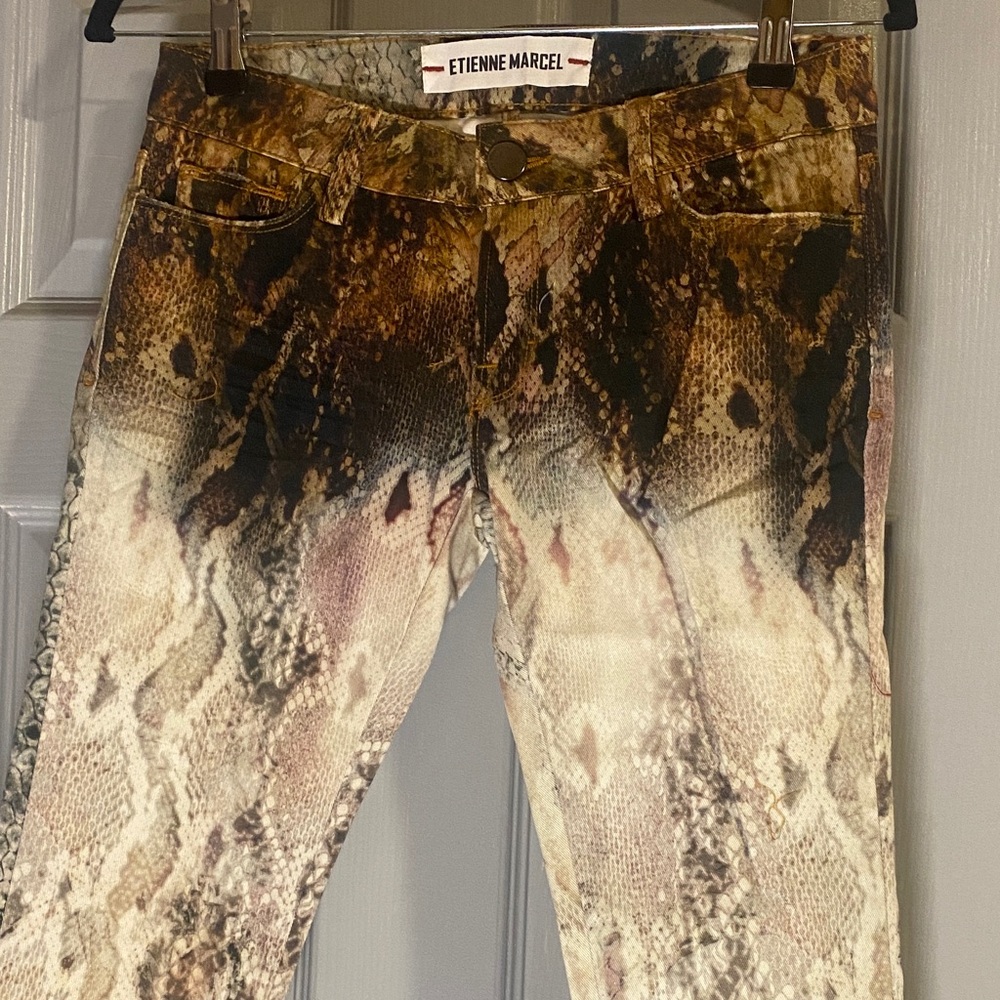 Etienne Marcel Women's Snake Print Skinny Jeans - Brown